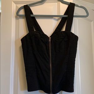 Black front zipper top